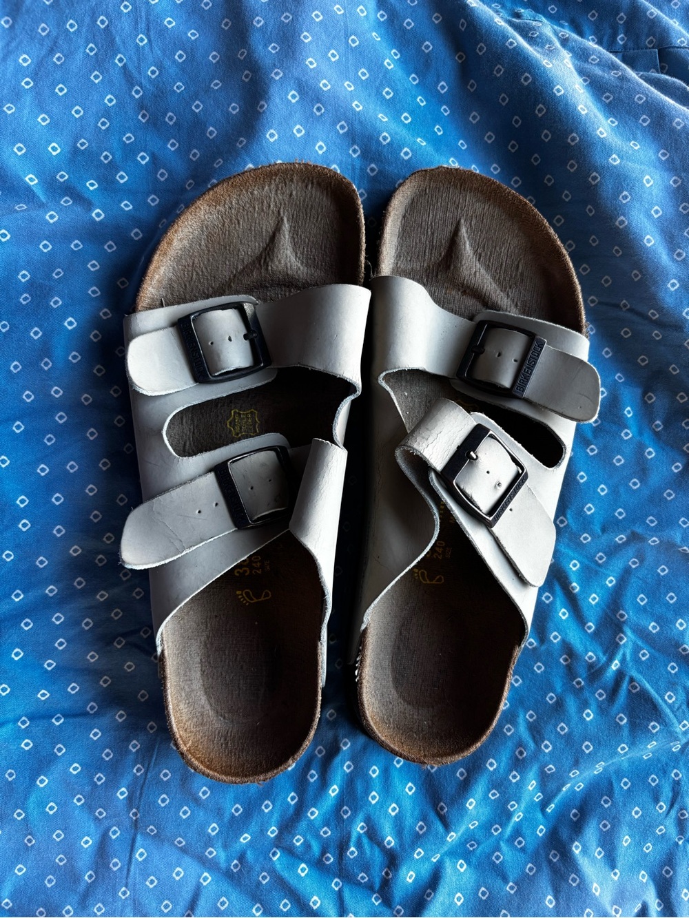 Birkenstock White Double-Buckle Slide Sandals